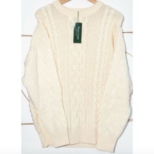 Woolovers British 100% Wool White Knit Sweater M